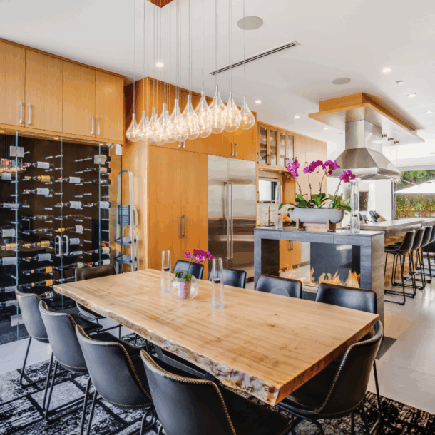 Open dining room concept in Marina Del Rey build